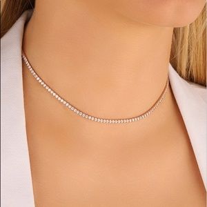 NEW GOLD PLATED DIAMOND TENNIS NECKLACE